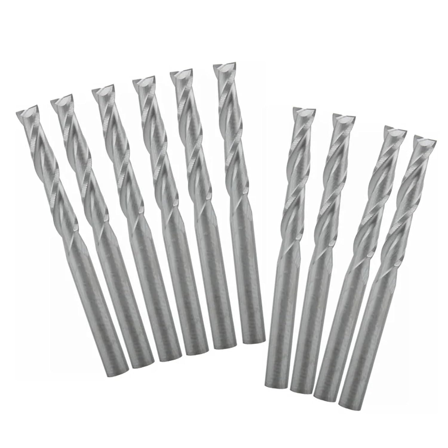 10Pcs 3.175/4/6/8mm Shank 2 Flute Spiral Milling Cutter CNC Router Bit Woodworking Engraving Bit Carbide Flat End Mill(3.175x8)