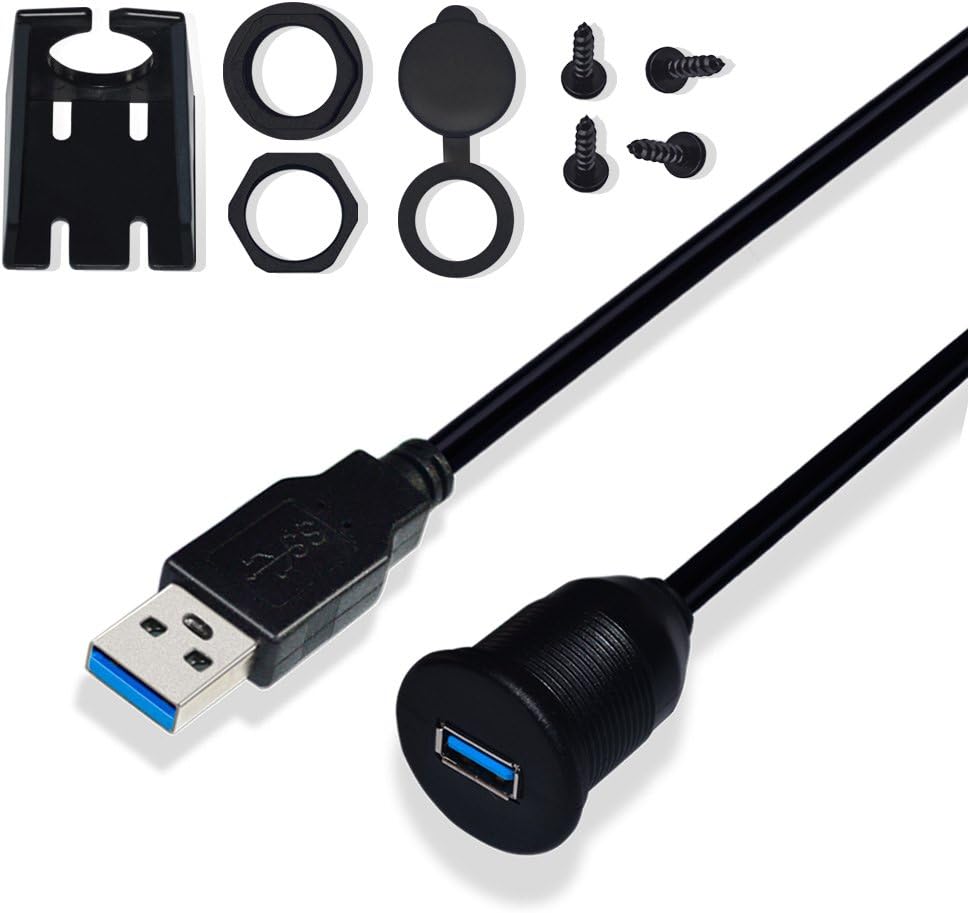 USB Panel Flush Mount Cable - LINGLING ONE 3.3ft USB 3.0 Extension USB Mount, Dash Mount, Flush Mount, Panel Mount Cable, For Car, Boat, Motorcycle£»