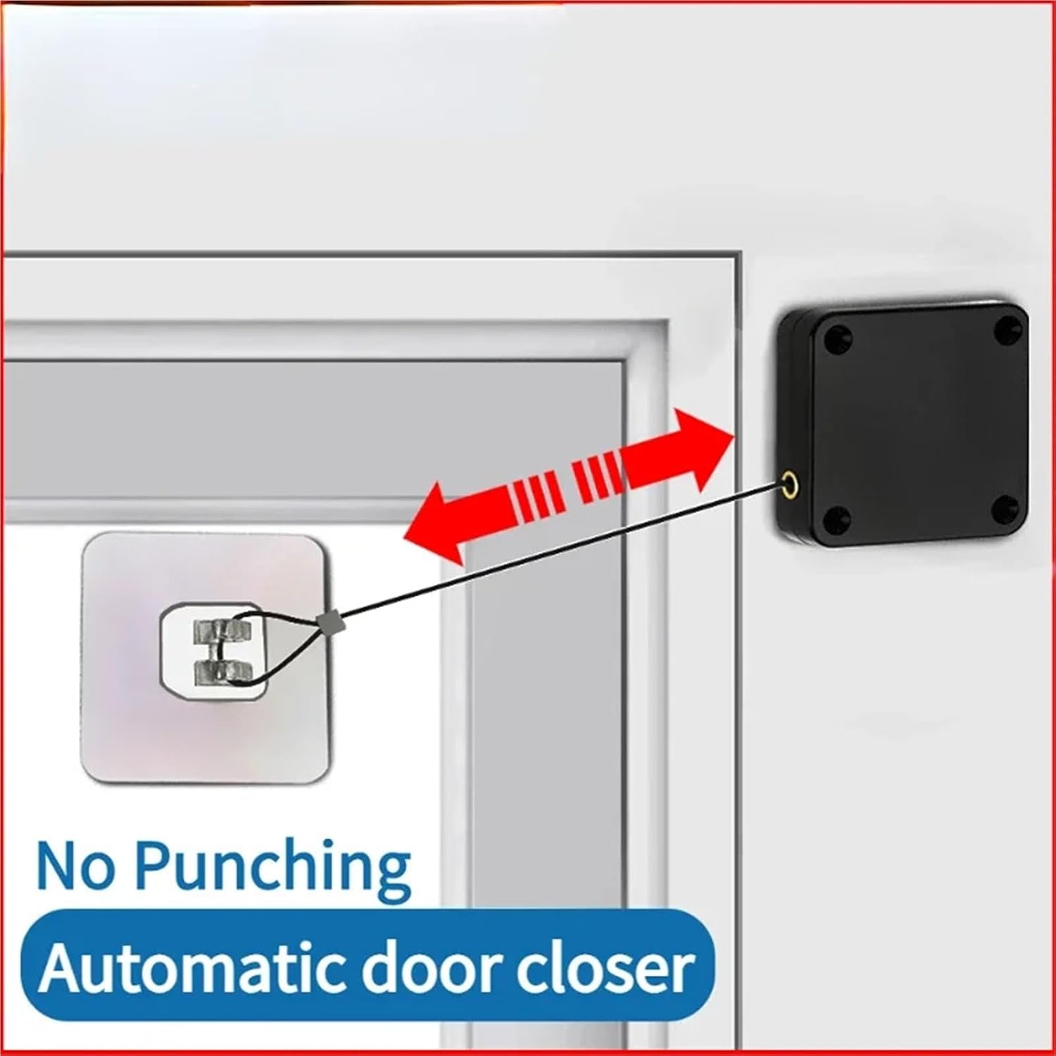 Punch-Free Door Closer Closing Sliding Latch No Punching Lock Doors Stickers Home Closers 1000g(Black 1500g Pull)