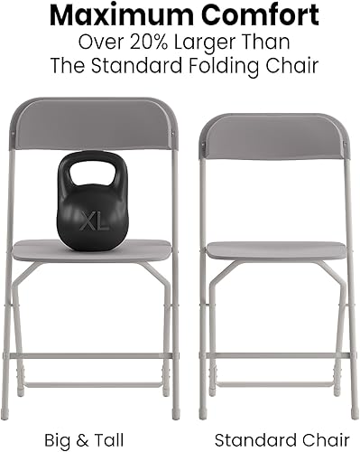 Vista 397 de Flash Furniture Hercules - Silla plegable comercial grande y alta, extraancha, capacidad de 650 libras de plástico duradero, color negro, paquete