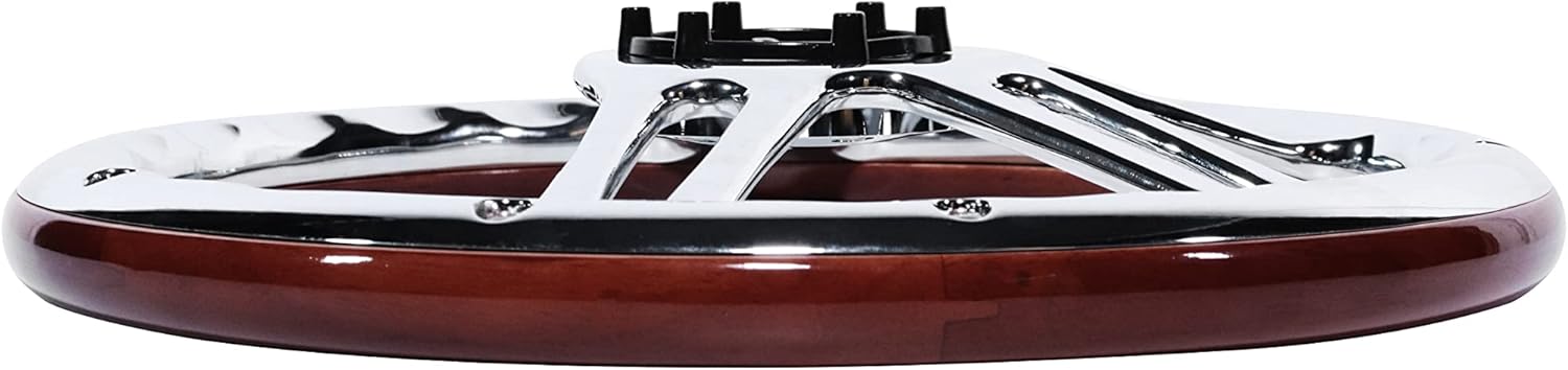 350mm 14" Inch Classic Nostalgia Style Wood Grain Steering Wheel Slotted 4 Spoke Chrome Steering Wheel Mohagany Wood Grip