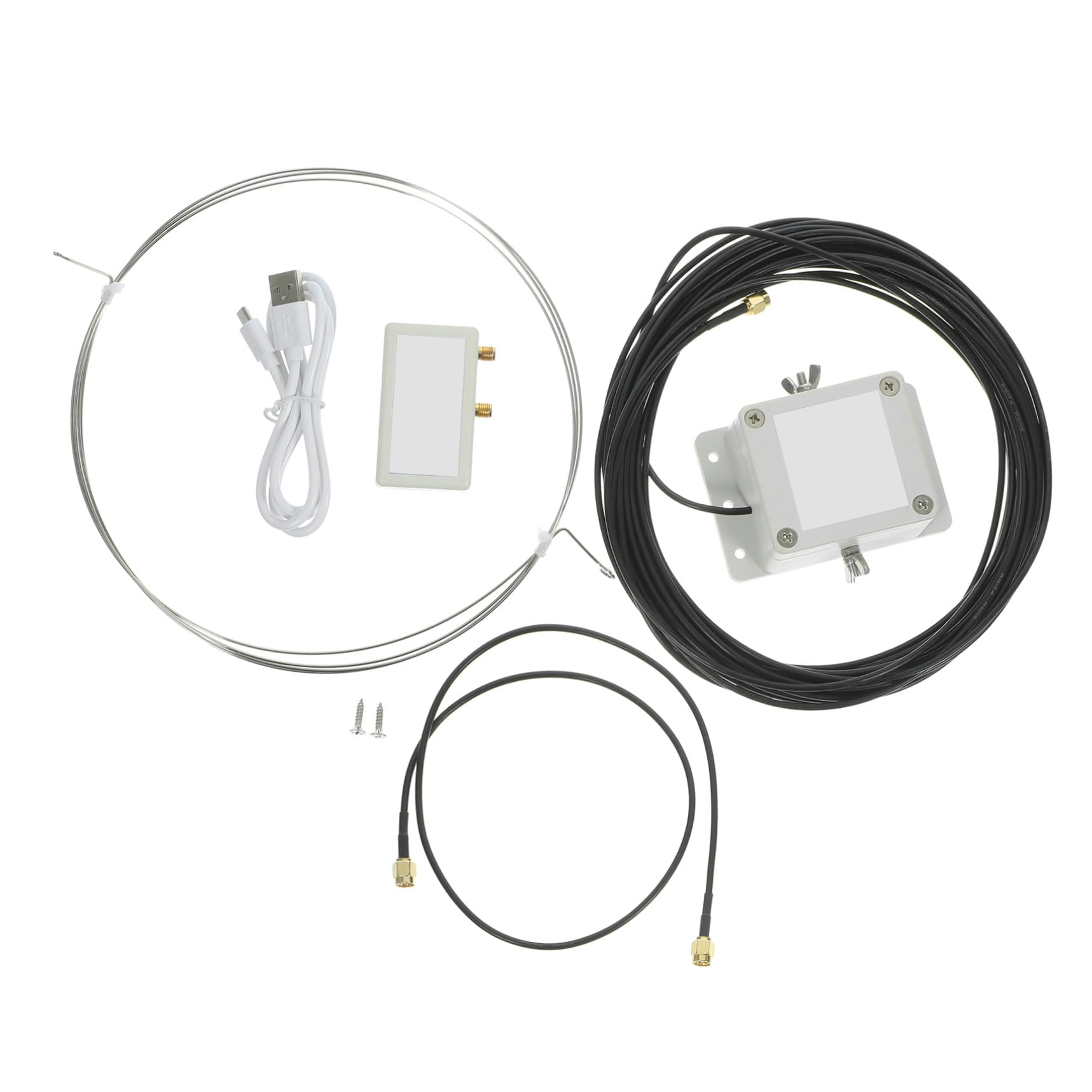 SHINEOFI Antenne Annulaire Active à Ondes Moyennes pour Radio Amateurs Installateurs Balcon Extérieur Acier Inoxydable Suppression du Bruit 30% Alimentation USB