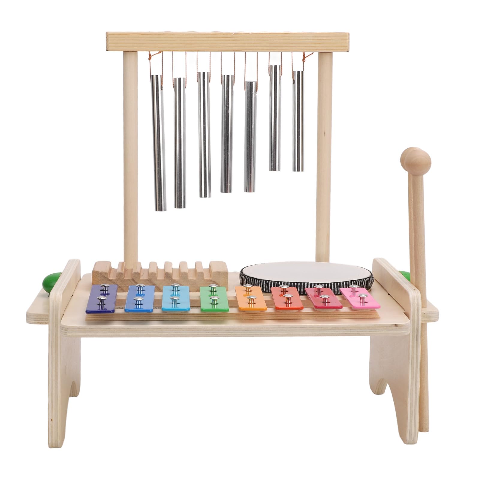 Set Batteria per Bambini, Set Batteria per Bambini Strumenti Musicali Montessori, Strumenti Musicali in Legno con Raschietto per con Carillon Xilofono, Regalo di Compleanno per 1 3 Anni