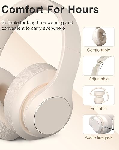 Miniatura 2 de Auriculares inalámbricos Bluetooth sobre la oreja, 40 horas de reproducción, auriculares inalámbricos con micrófono, auriculares plegables y ligeros