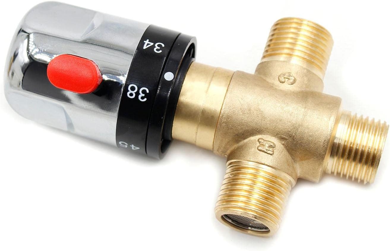 LOVOICE Thermostatic Mixing Valve - Water Heater Mixing Valve | Thermostatic Pipeline Valve, Thermostatic Shower Valve, Water Temperature Mixing Valve, Shower Diverter Valve for Bathroom