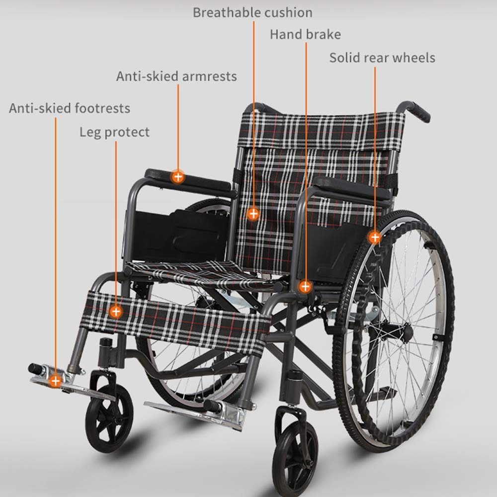 Silla de Ruedas de Aleación de Aluminio,Silla de Ruedas Manual Ligera Plegable Scooter Discapacitados Cuatro Ruedas Peso 13Kg