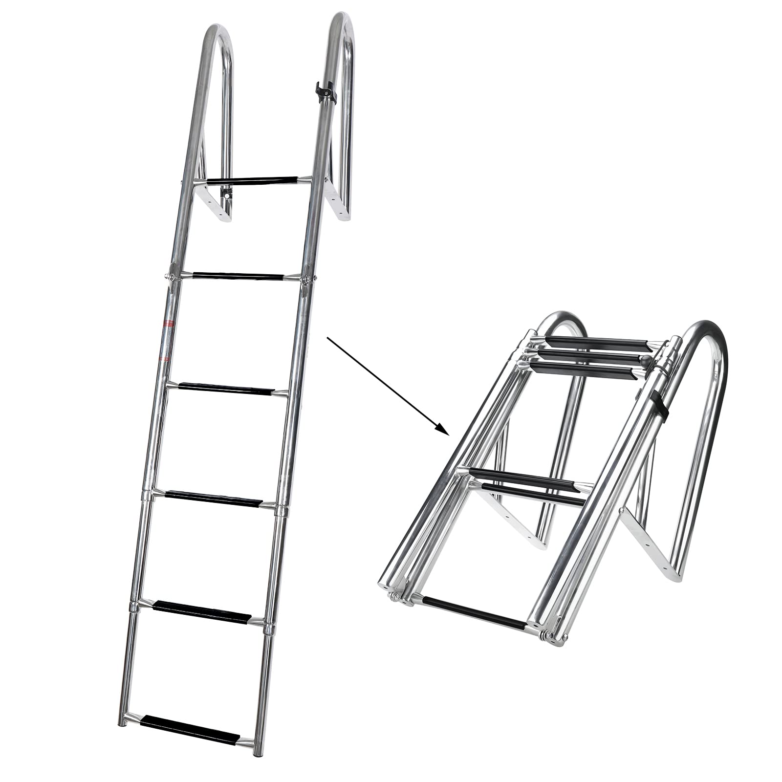 Buy NovelBee 6 Steps Pontoon Boat Ladder,Heavy Duty Telescoping Rear
