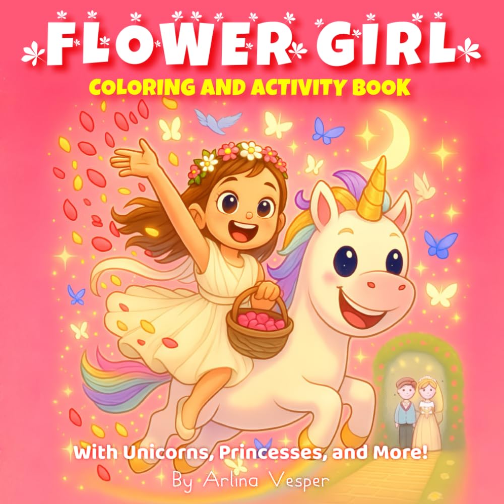 Flower Girl Coloring and Activity Book with Unicorns, Princesses, and More!