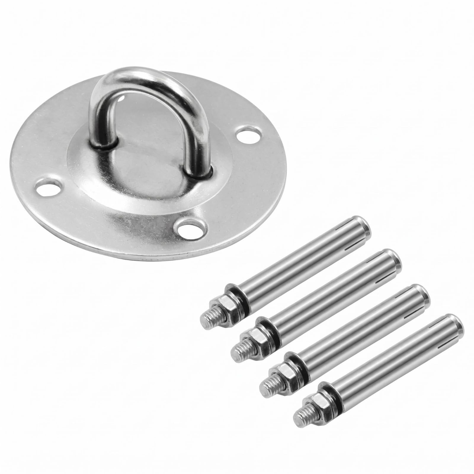 Stainless Steel Hanging Loop Plate Round Ceiling Hanger Plate Four Holes Hanging Loop Mount Expansion Bolts for Overhead, Ss Plate | Home & Garden | Bath | Wall Hooks & Hangers-image-7