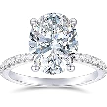 14K White Gold Oval Cut Moissanite Rings 14K Gold 4.0CT Oval Cut Engagement Ring Hidden Halo Moissanite Engagement Ring for Women
