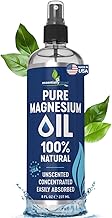 Pure Magnesium Oil Spray 8oz - Topical Magnesium Spray for Sleep & Feet - Extra Strength - USP Grade - 100% Natural and Organic Oil for Muscle Pain & Cramps - Less Sting - Less Itch - Made in USA