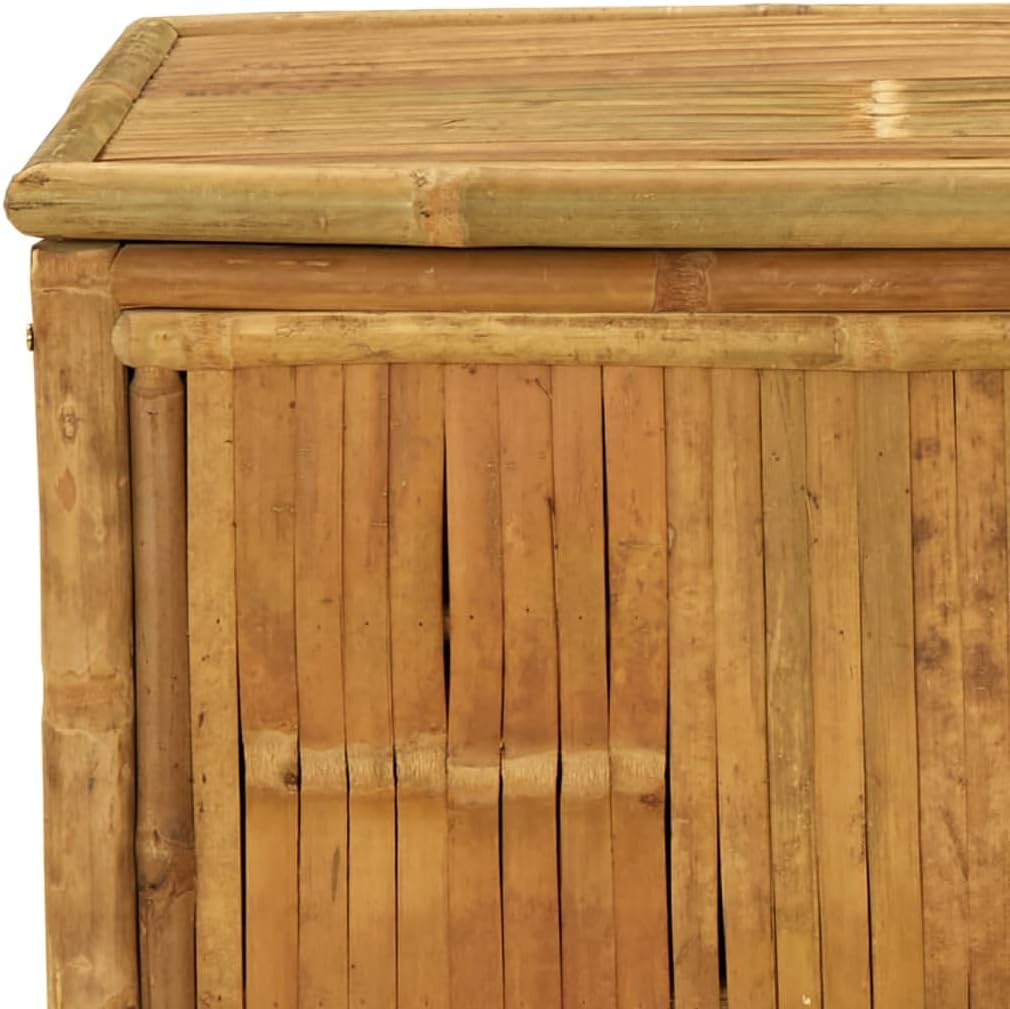 Patio Storage Box Patio Deck Box, Outdoor Cushion Storage Container Bin Chest for Patio Cushions, Outdoor Gardening Tools, 43.3"x20.5"x21.7" Bamboo