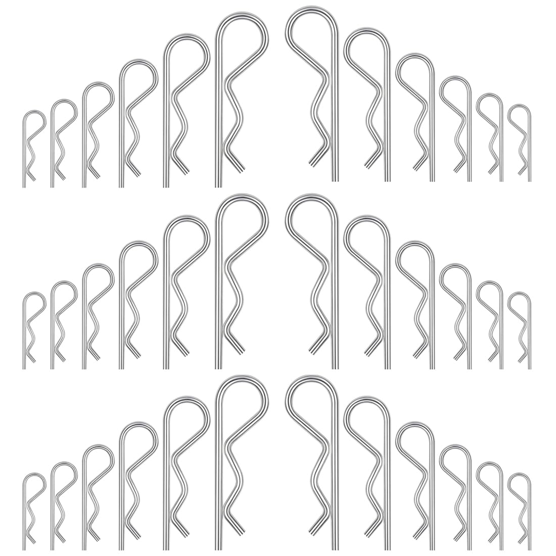 EIHI Coppiglie a Scatto 40 Pezzi Copiglie Clips, Coppiglie Mollette a R, Coppiglie di Sicurezza R Clips, Capelli Pin Hitch Assortimento Kit per Trattori Auto Camion Trattore