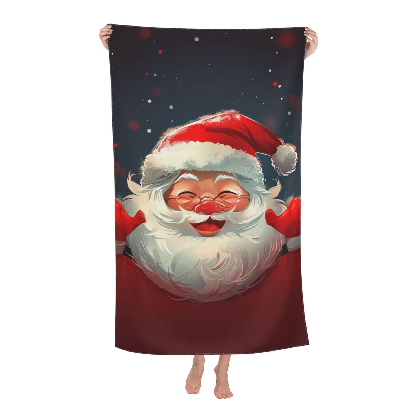 BWWHCCTI Cute Santa Claus Print Printed Quick Dry Bath Towel, Soft Microfiber Towels Fast Drying Beach Towels for Travel,Camping,Gym,Swimming,Yoga