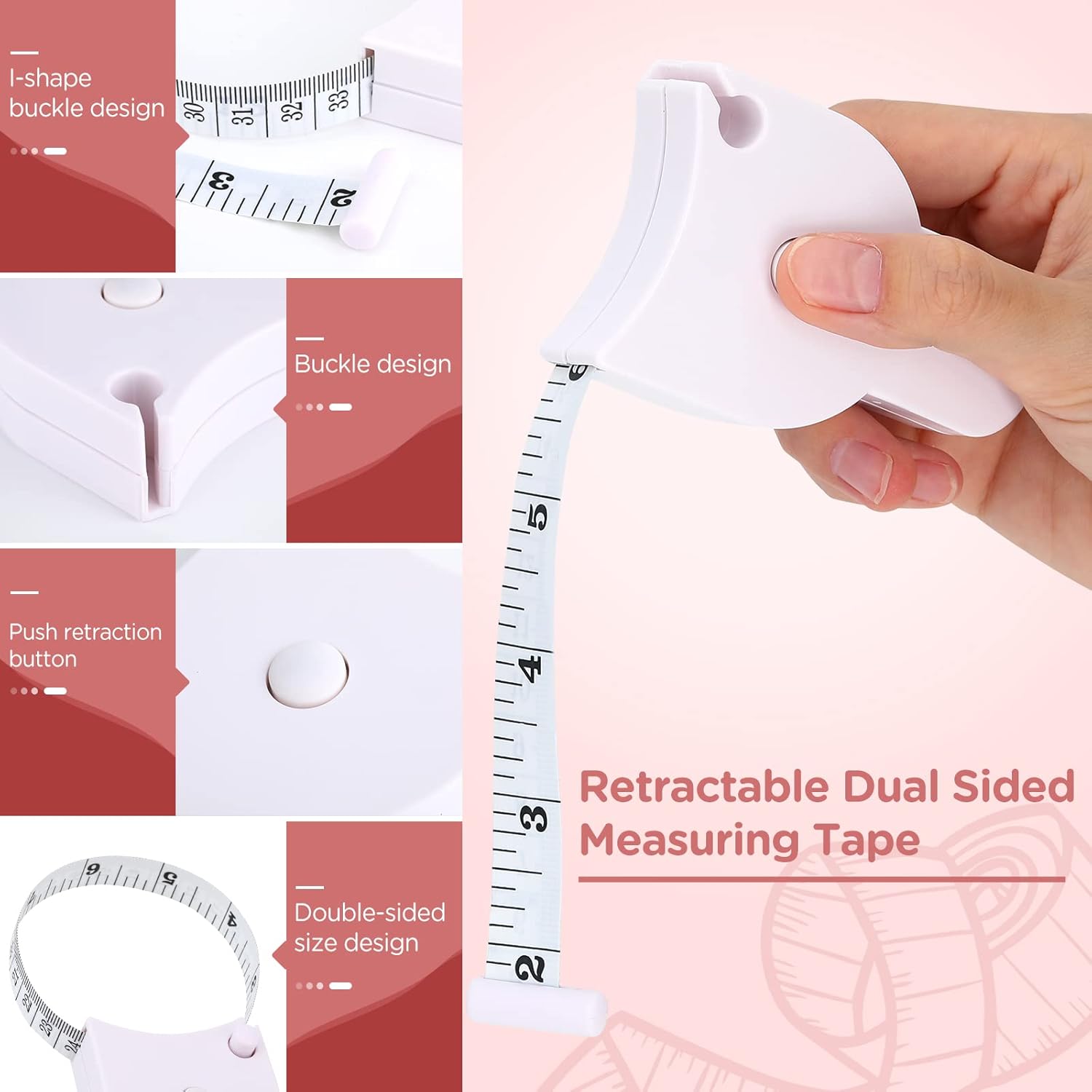 PROUSKY Body Tape Measure for Body Measuring, 60 Inch 150cm Lock Pin