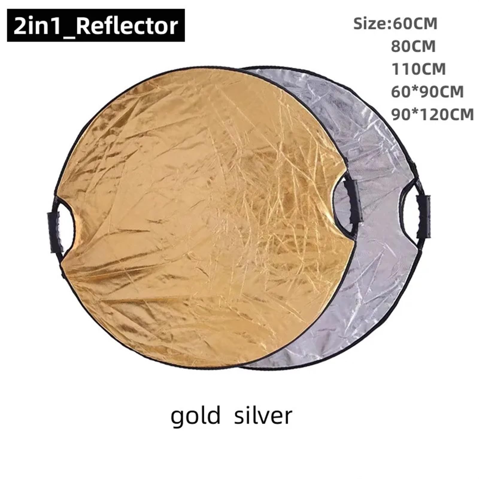 Fotografía Reflector Reflector 5 en 1 Plata Blanco Oro Portátil Plegable Luz Suave Fotografía Redonda for Estudio(110CM-5in1)