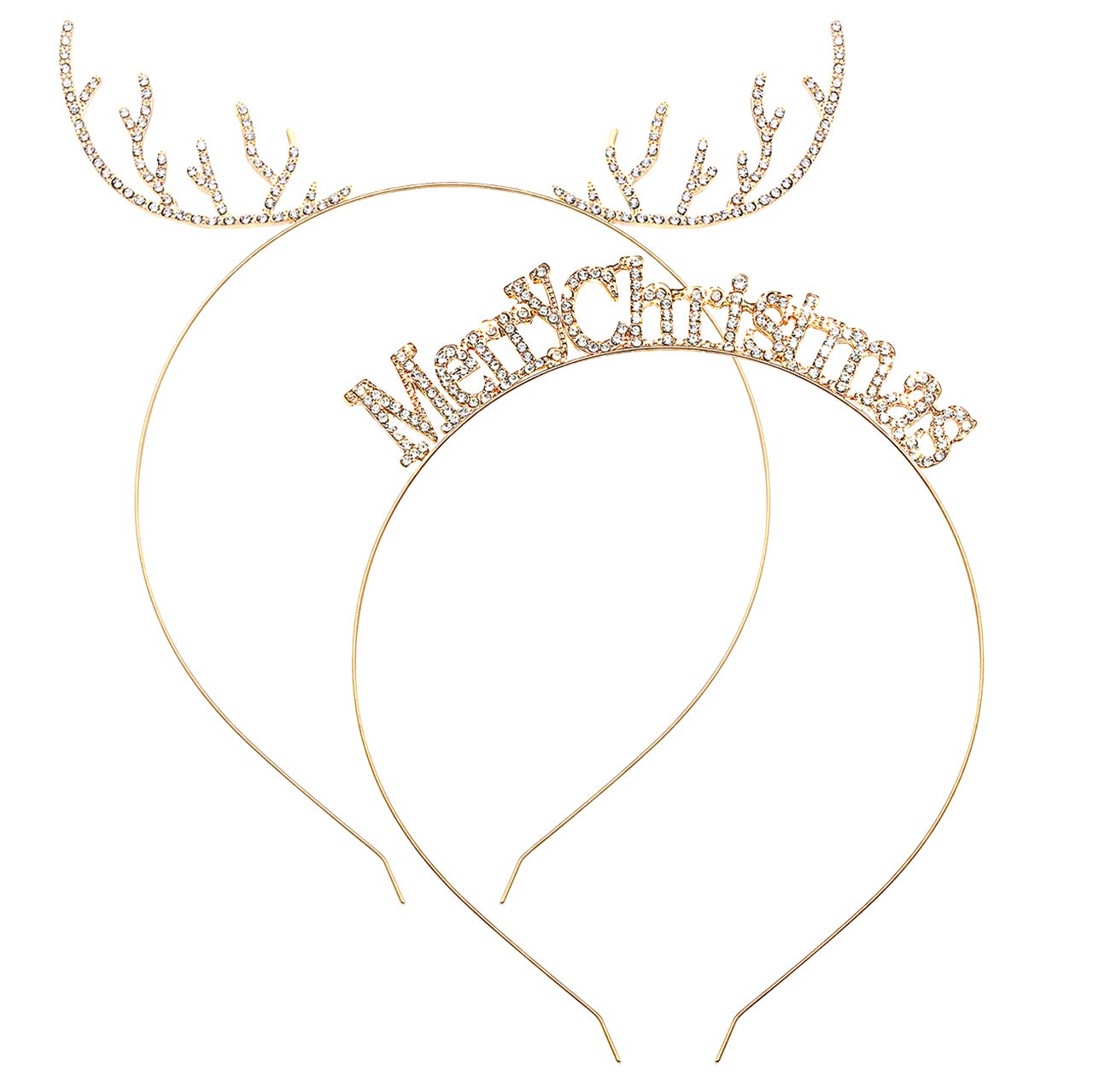 Christmas Headbands Set Cute Reindeer Antler Hairbands Sparkly Crystal Merry Christmas Headpiece Accessories for Women Party