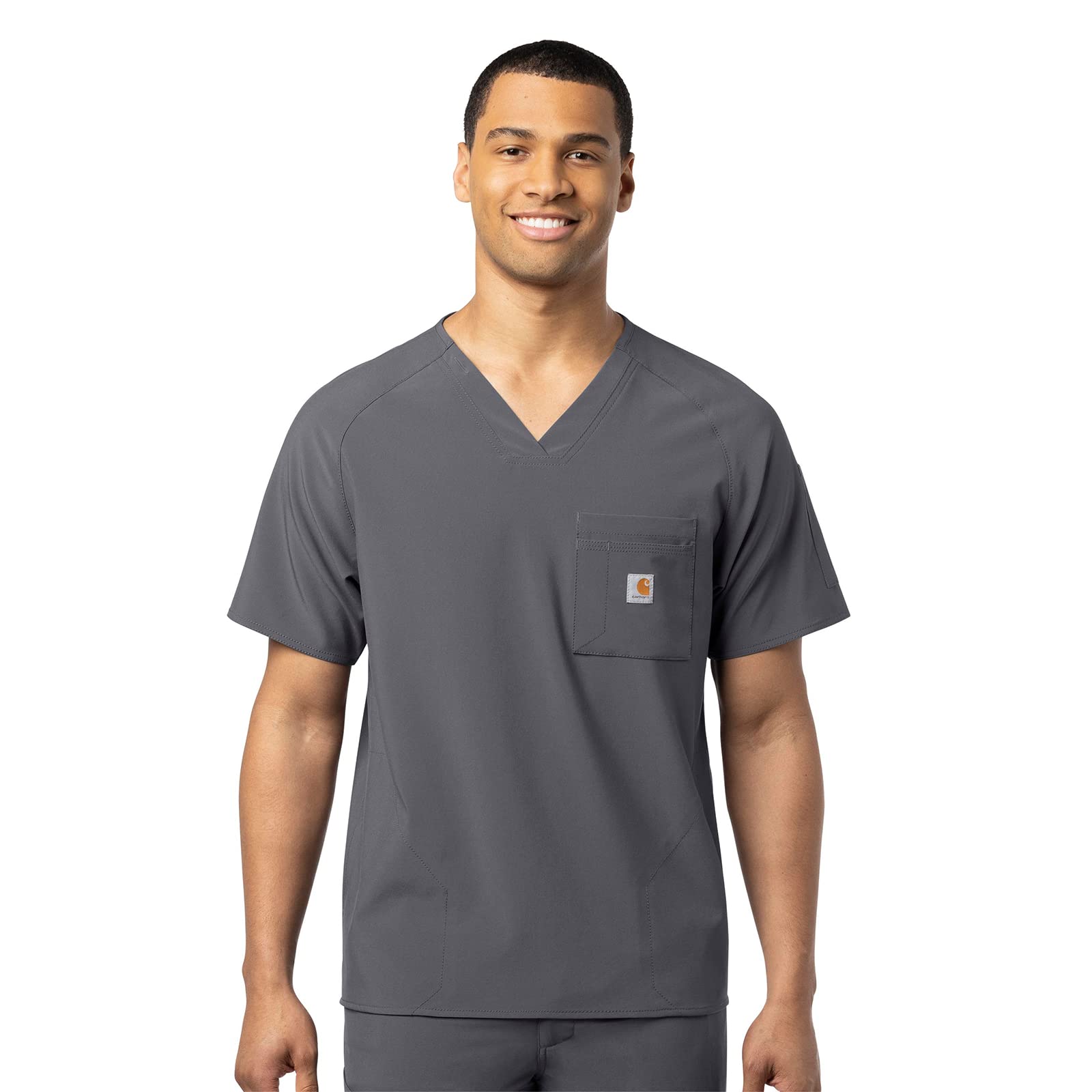 Cross-Flex Men's Chest Pocket V-Neck Scrub Top - Black, M