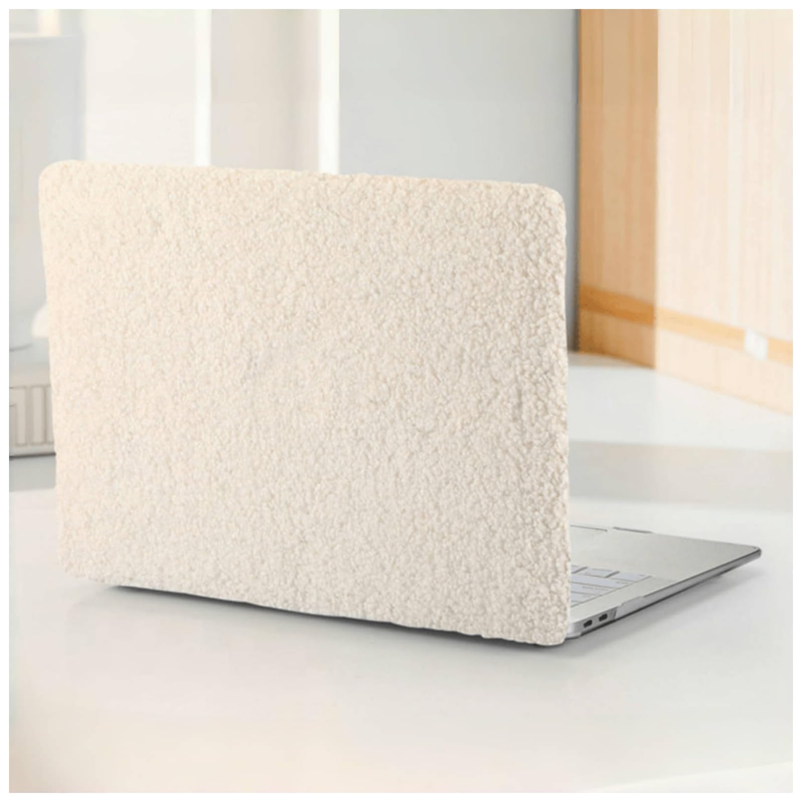 Compatible with MacBook Pro 13 inch Case M2 2024 2023 2022-2016 A2338 M1 A2251 A2289 A2159 A1989 A1708 A1706 Touch Bar, Soft Fluffy Fuzzy Plush Faux Fur Hard Shell Case & Keyboard Cover, Beige