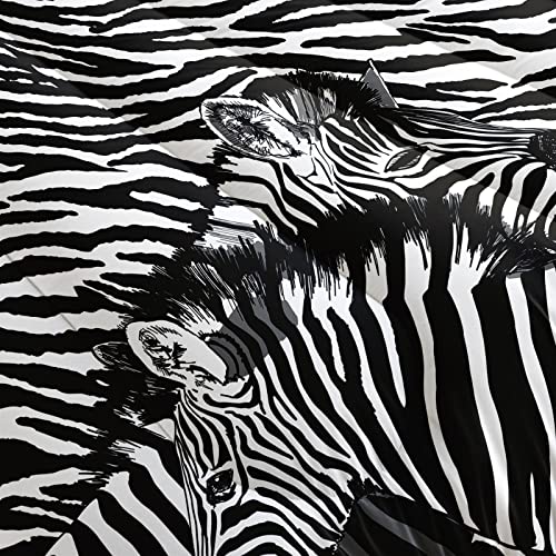 Bsntho Zebra Comforter Set Queen Size Kids Animal Print Bedding Set Black And White Comforter For Boys Girls Stripes Duvet Set With 2 Pillow Shams Lightweight Microfiber For All Seasons #TOP4