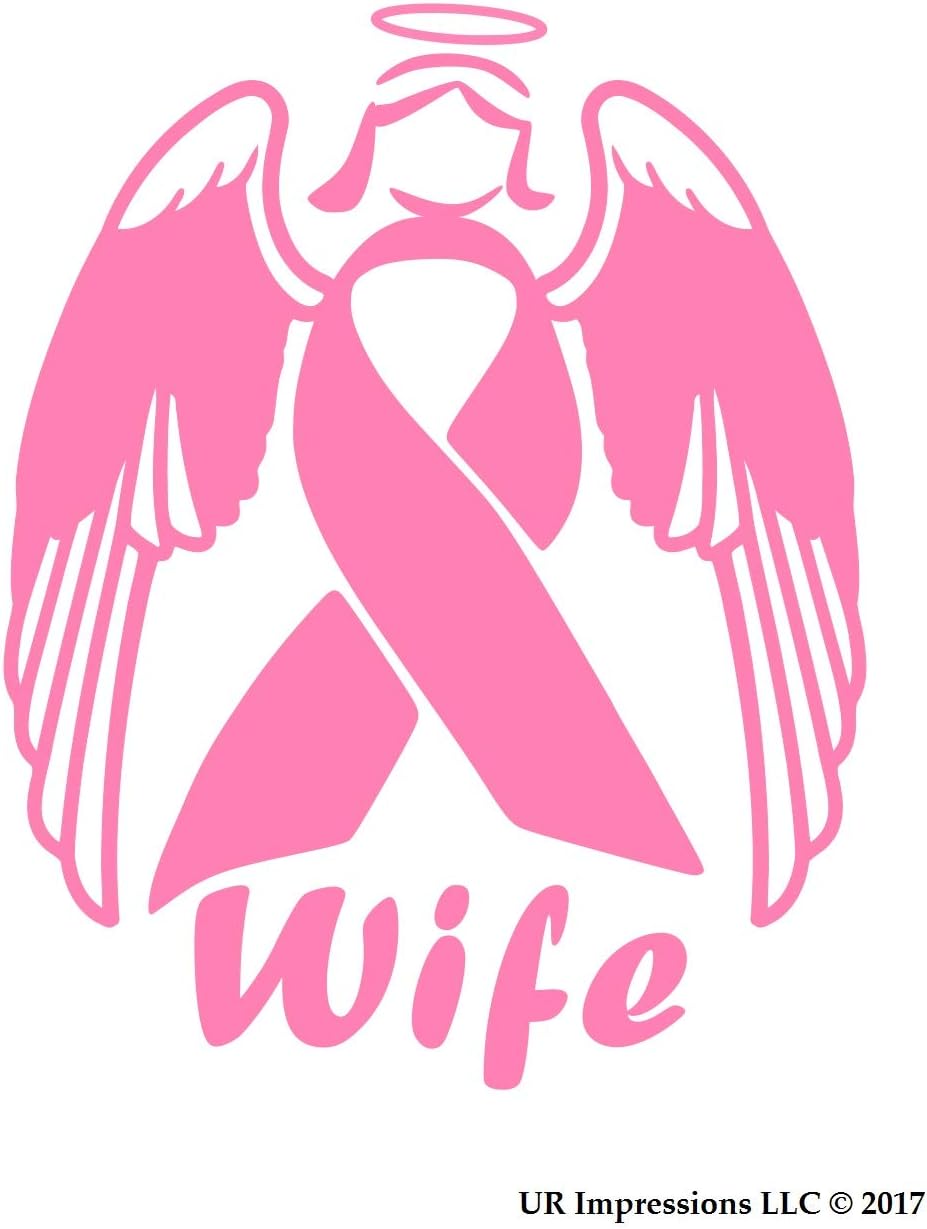 UR Impressions Wife Angel Cancer Awareness Ribbon Decal Vinyl Sticker Graphics for Cars Trucks SUV Vans Walls Windows Laptop|White|5.5 X 4.3 inch|URI304