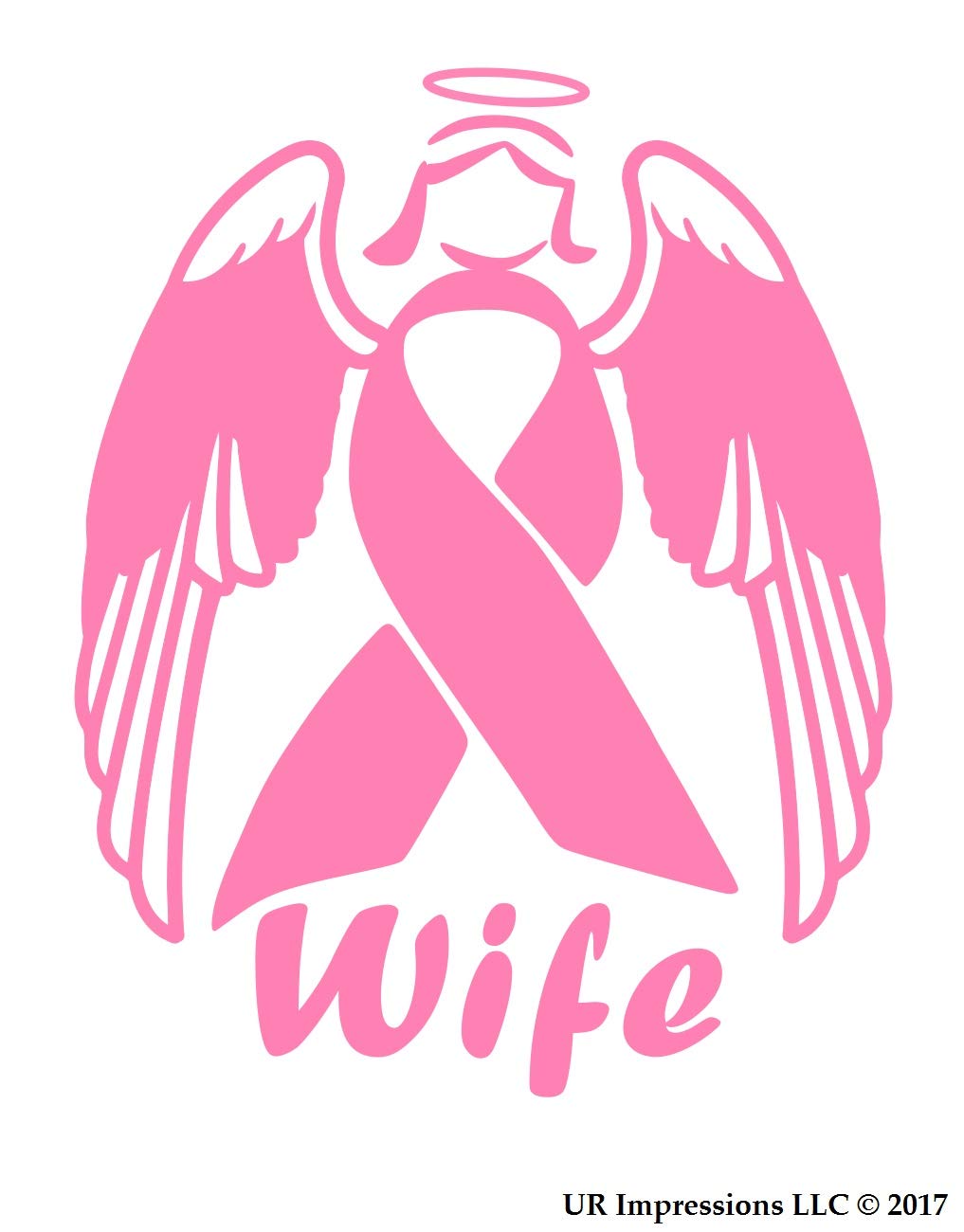 UR Impressions Wife Angel Cancer Awareness Ribbon Decal Vinyl Sticker Graphics for Cars Trucks SUV Vans Walls Windows Laptop|White|5.5 X 4.3 inch|URI304