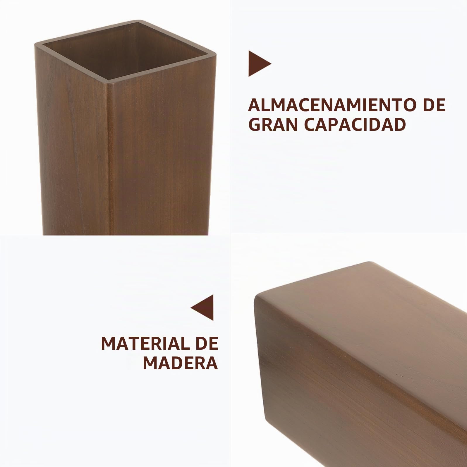 Paragüero de Madera Marrón, Organizador de Paraguas de Gran Capacidad para Hogar y Vestíbulo de Hotel, Elegante y Resistente