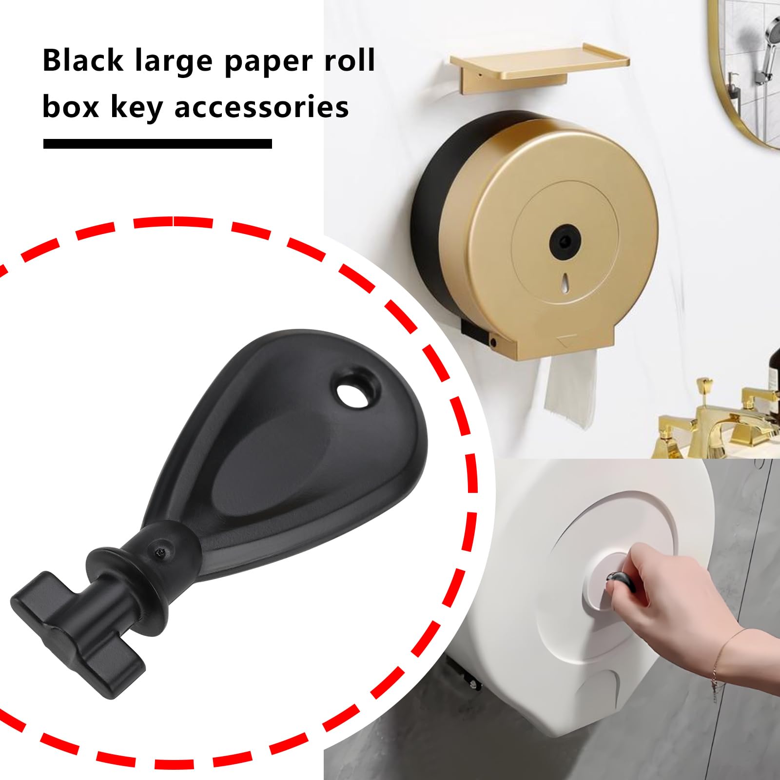 ECSiNG 2 pezzi di carta igienica dispenser di carta igienica chiave di ricambio porta asciugamani di carta chiave di ricambio per casa ufficio pubblico 53 x 24 x 15 mm nero