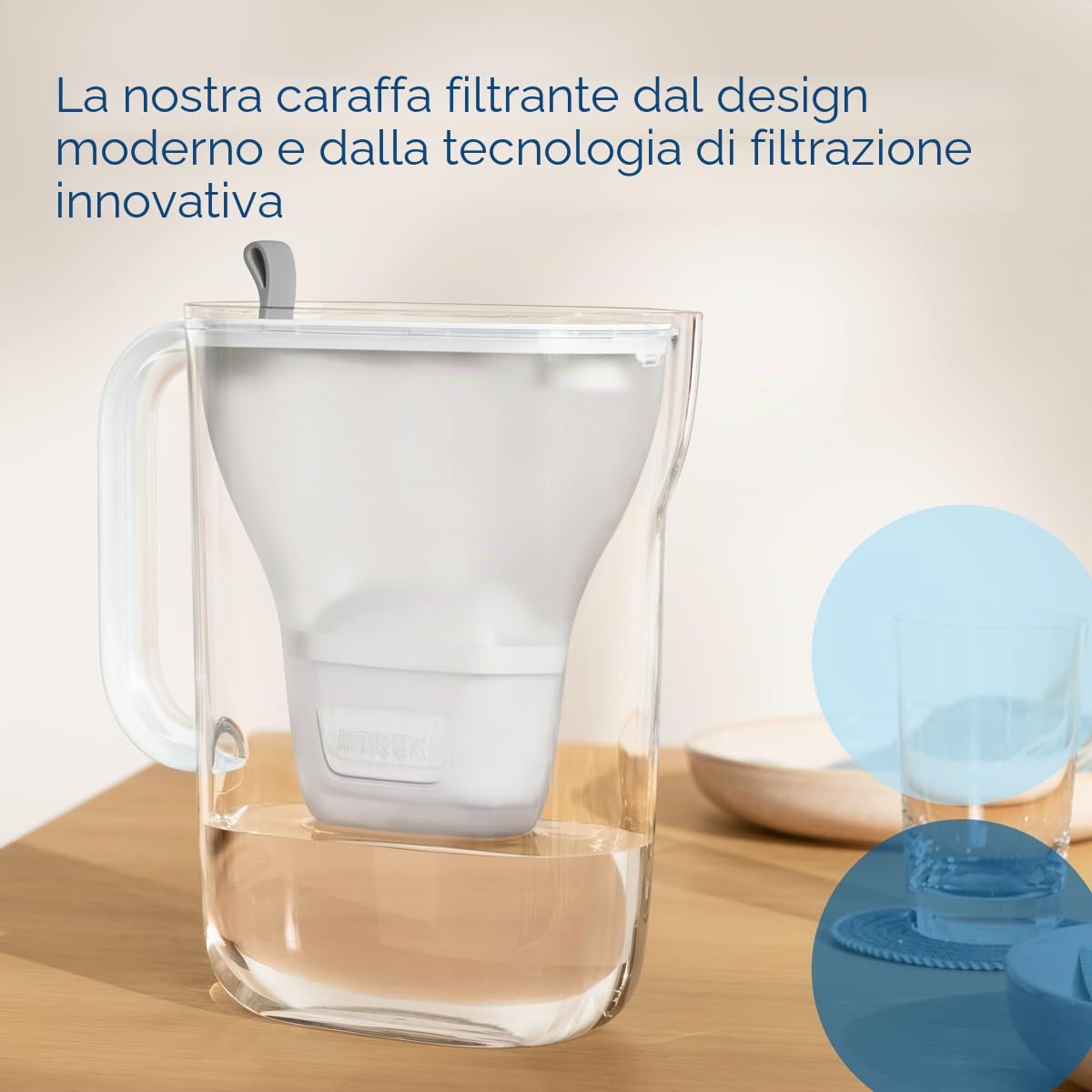 BRITA Caraffa filtrante stile grigio (2,5l) incl 3 cartucce filtro acqua rubinetto MAXTRA PRO All-in-1 ridotto PFAS*,calcare, cloro, alcune impurità e metalli indicatore tempo e volume versato