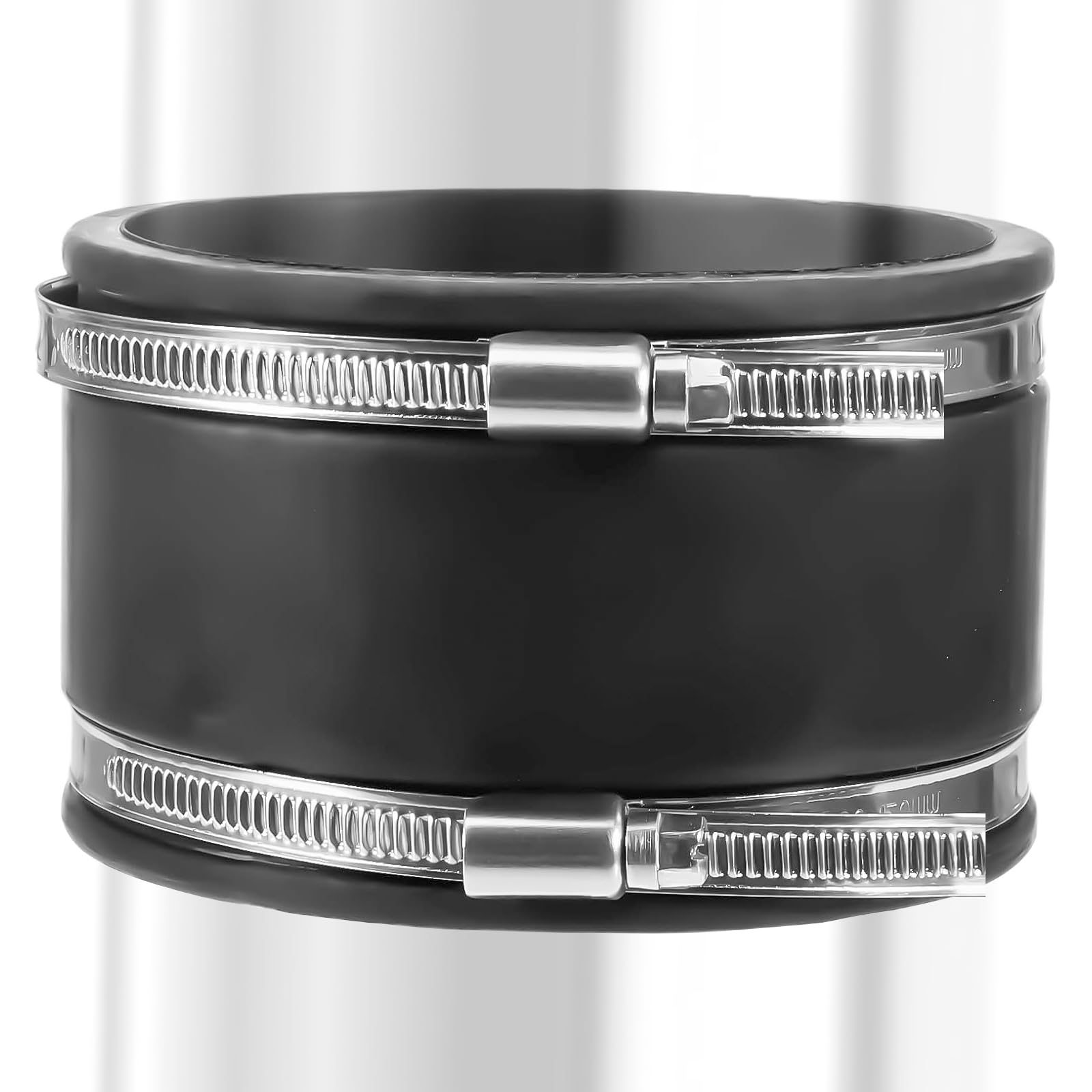 flexible rubber flexible rubber coupling with stainless steel clamps, tube connector for pipe fan, ventilation system, ventilation, round pipes, ventilation duct (Ø100mm)