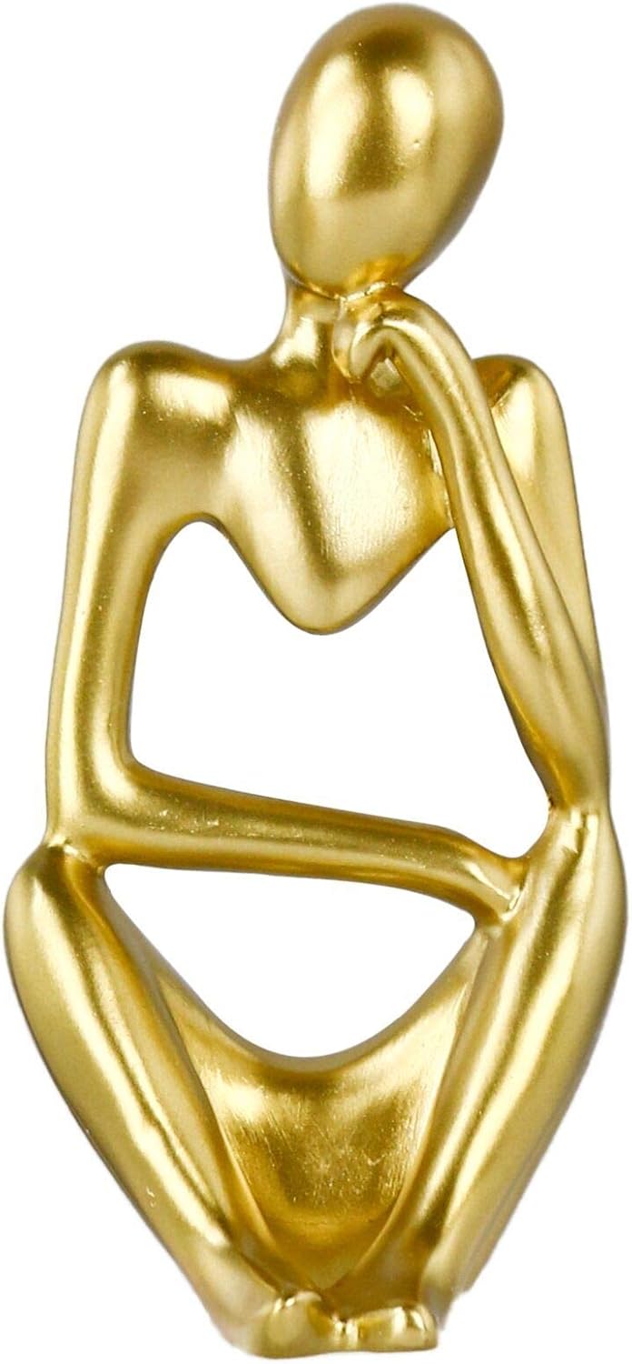 Lzttyee The Thinker Statue Mini Abstract Resin Thinker Statue for Modern Home Office Decor (Gold, Left) : Home & Kitchen
