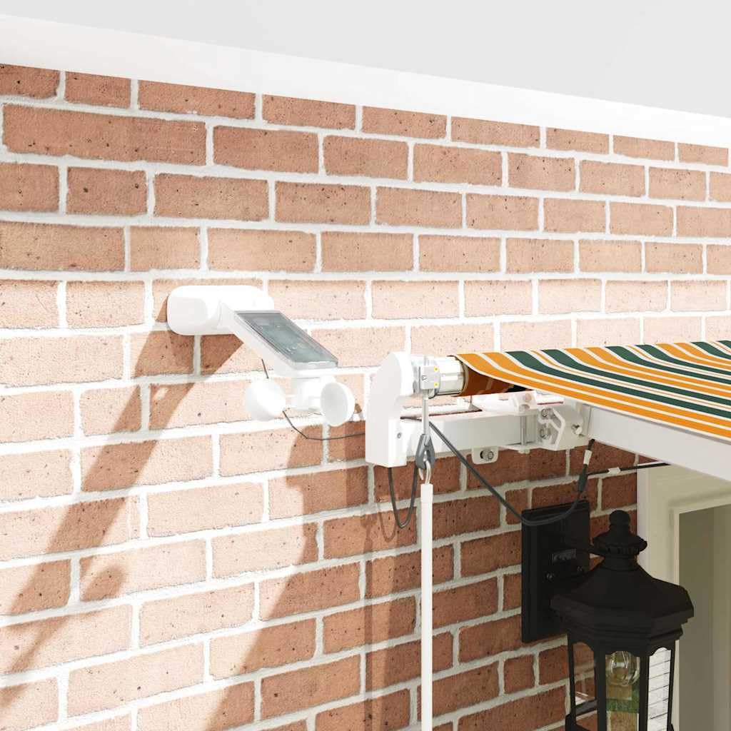 Auvent rétractable automatique avec LED - 600 x 300 cm - Polyester et métal - Vert et jaune - Pour terrasse et jardin
