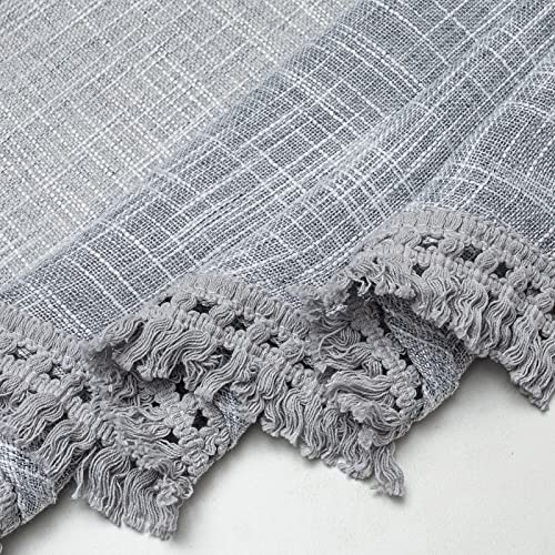 Beda Home Tassel Linen Textured Swag Curtain Valance For Farmhouses’ Kitchen; Light Filtering Rustic Short Swag Topper For Small Windows Bedroom Privacy Added Rod Pocket Design(Grey 36X36-2Pcs) #TOP2