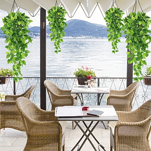 Hatoku 4Pcs Artificial Hanging Plants 3.6Ft Fake Ivy Vine Leaves For Patio Home Bedroom Wedding Indoor Outdoor Wall Decor #TOP5
