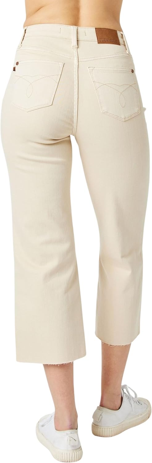 Judy Blue Women's High-Rise Garment Dyed Cropped Wide Leg Jeans