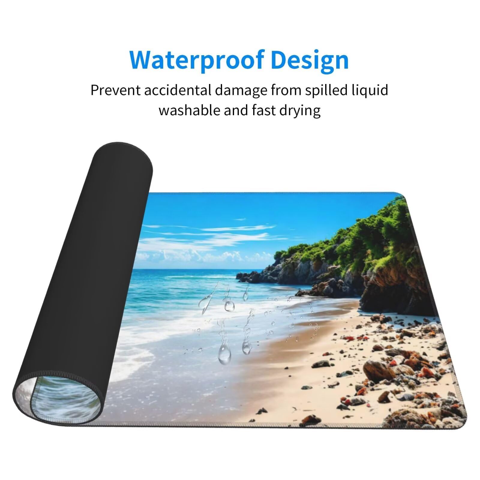 Podkładka pod mysz plażową, duża podkładka pod mysz 1600 x 800 mm, szczeliny podkładka pod mysz do gier, podkładka na biurko ze zszytymi krawędziami, podkładka pod mysz z klawiaturą, do pracy, gier,