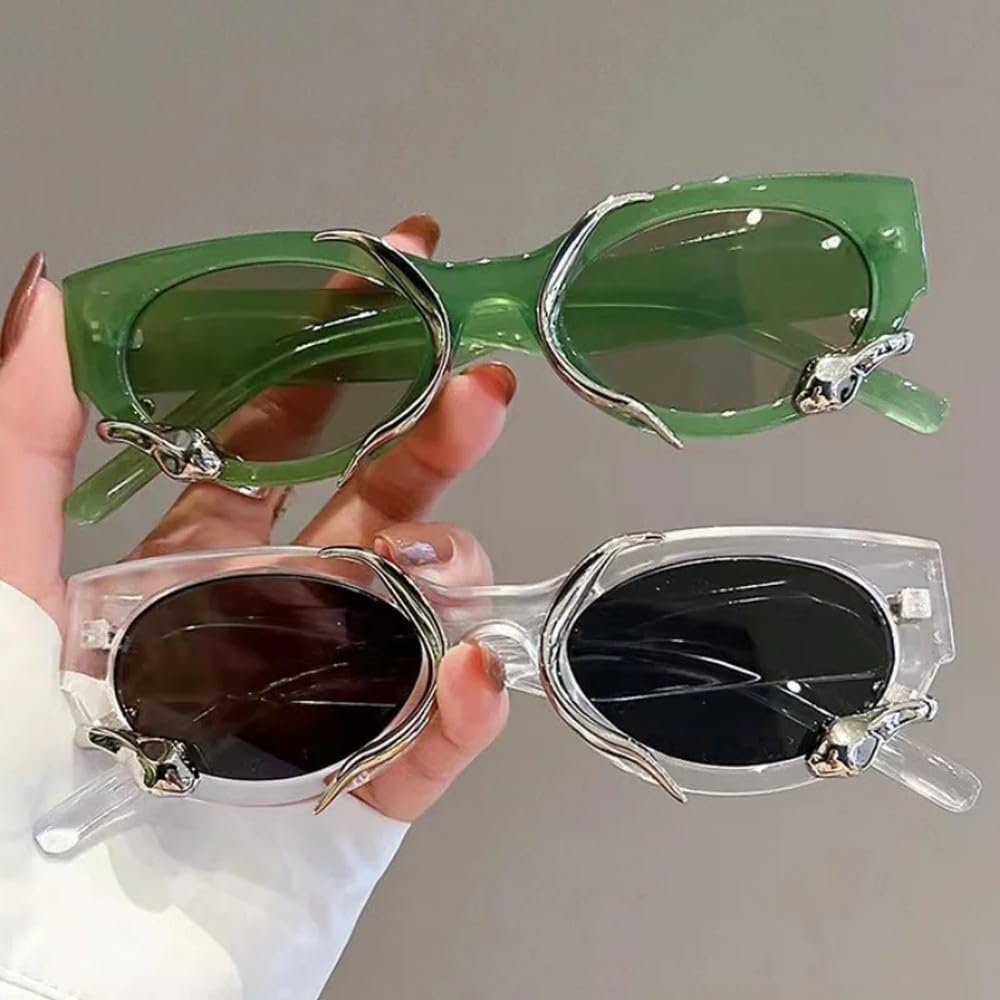 Modne okulary przeciwsłoneczne w owalnej ramce, vintage, damskie, spor
