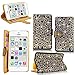 iphone 6 6S Plus Case - Cellularvilla Pu Leather Wallet Diamond Design Sparkle Glitter Card Flip Open Pocket Case Cover Pouch For Apple iPhone 6 6S Plus 5.5" inch (Gold Silver)