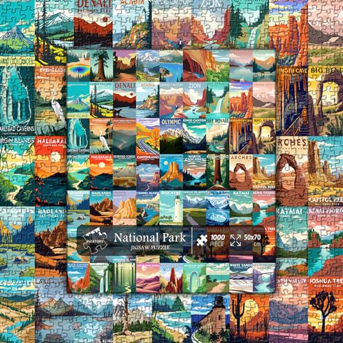 national parks puzzle for adults 1000 pieces travel poster landscape puzzle including zion yellowstone yosemite nature jigsaw puzzles scenery mountain scene