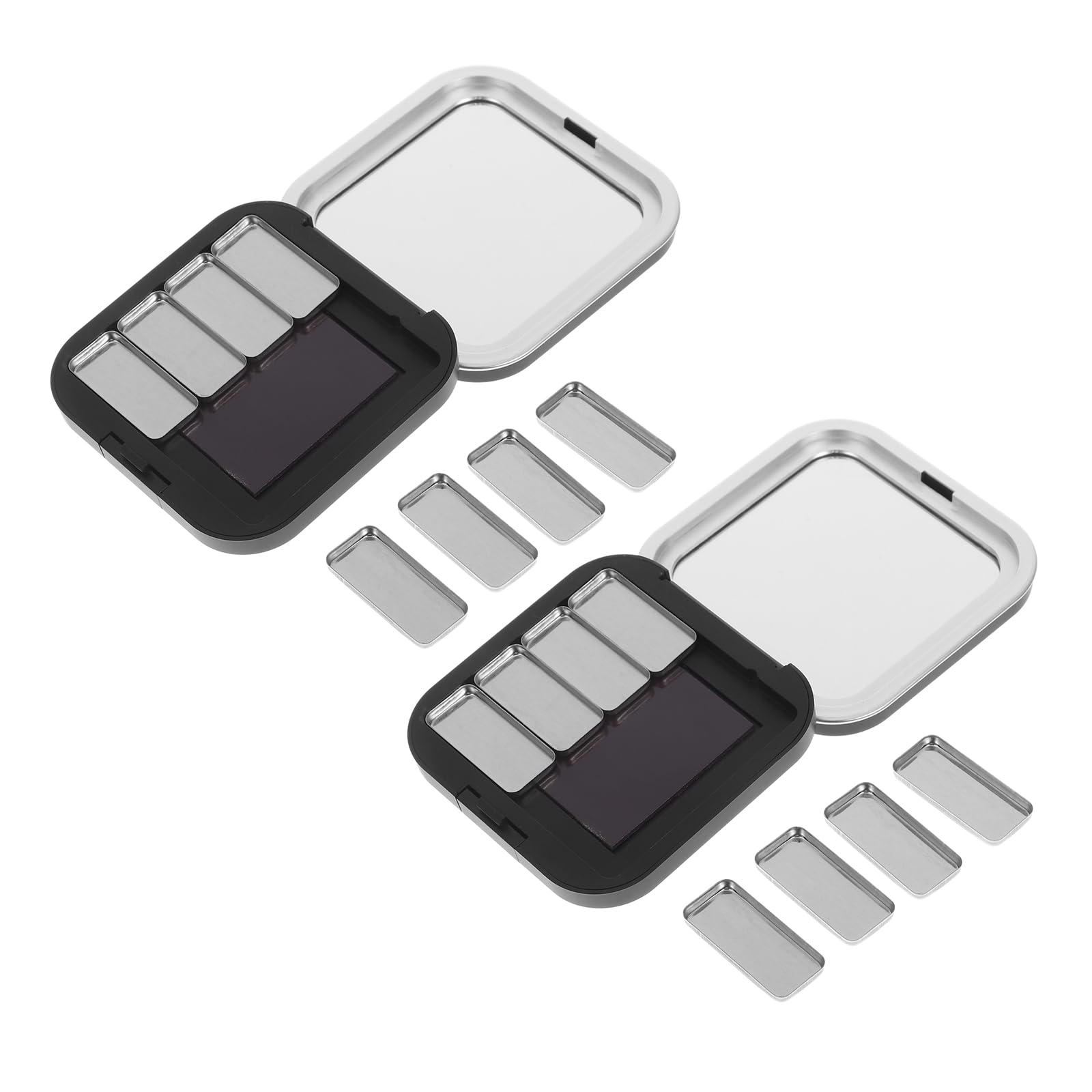 Beaupretty 2pcs Magnetic Empty Lipstick Palette DIY Lipstick Lip Balm Blusher Containers Refillable Makeup Eyeshadow Storage Case Box with Mirror Black 2