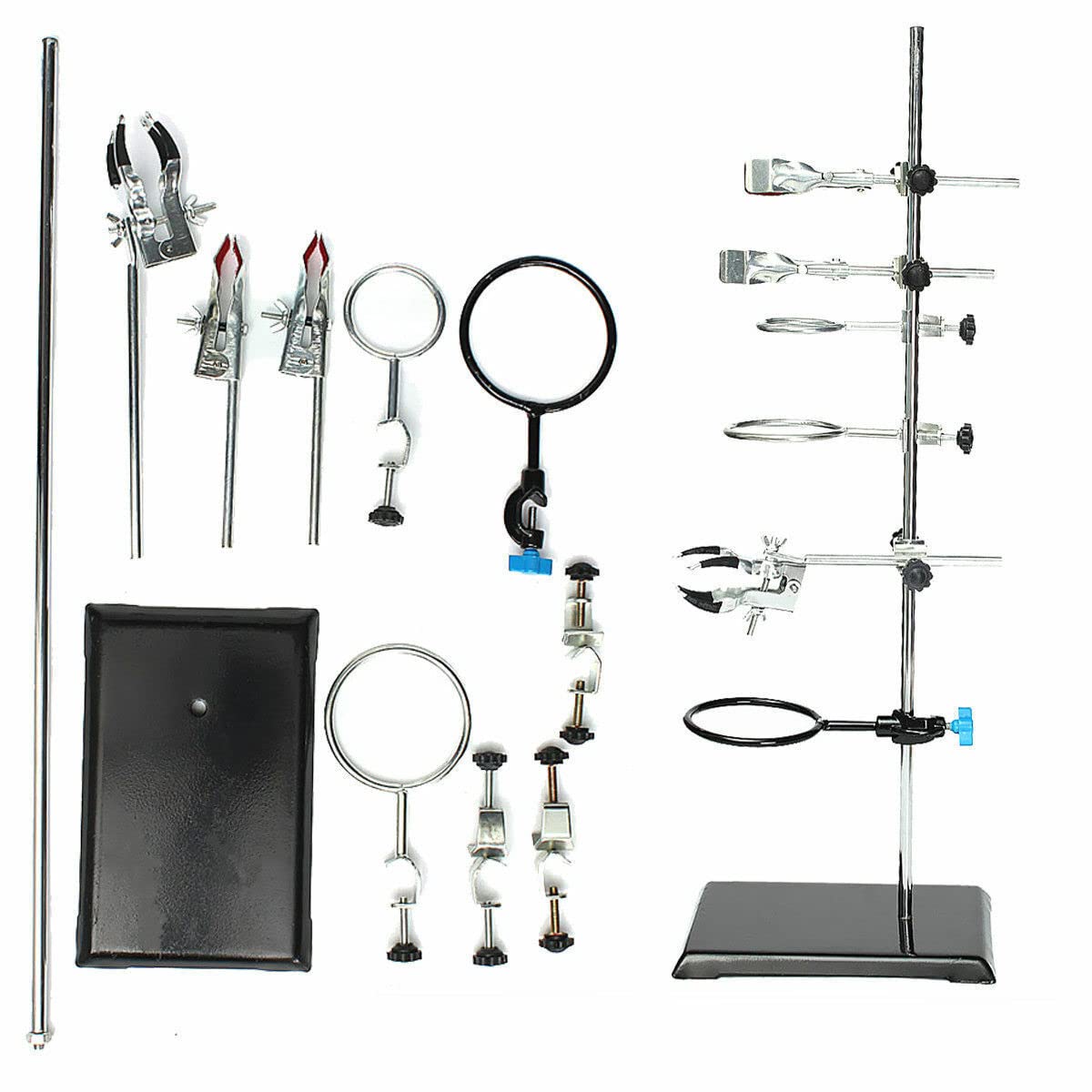 60 cm statyw laboratoryjny, zacisk laboratoryjny, płytka, zacisk, mufa, materiał statywu, uchwyt chłodnicy, żelazny zestaw
