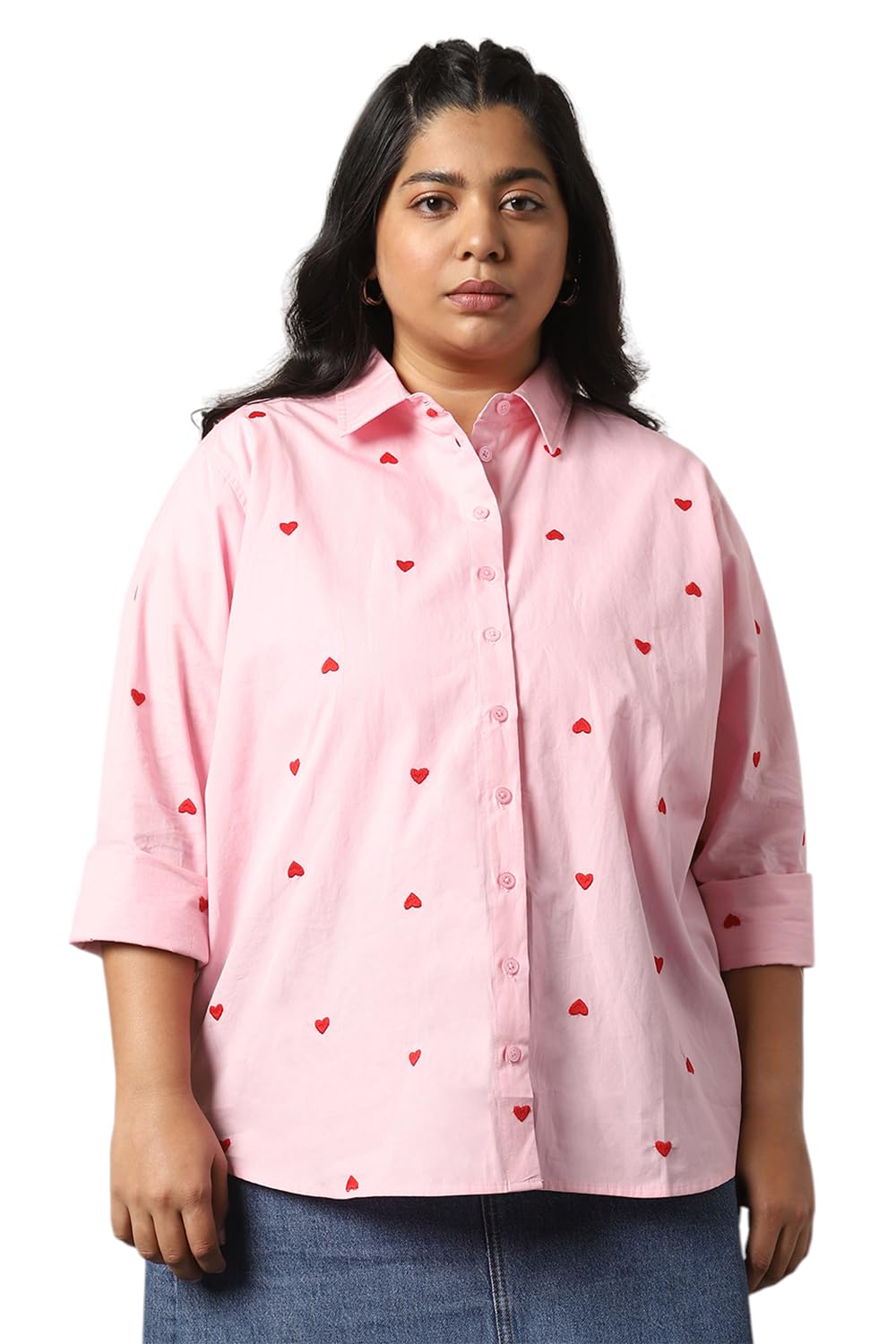 high star clothing HIGH Star Oversized Embroidered Cotton Shirt for Women | Stylish Tops for Women | Comfortable and Trendy Casual Shirt-picture-41