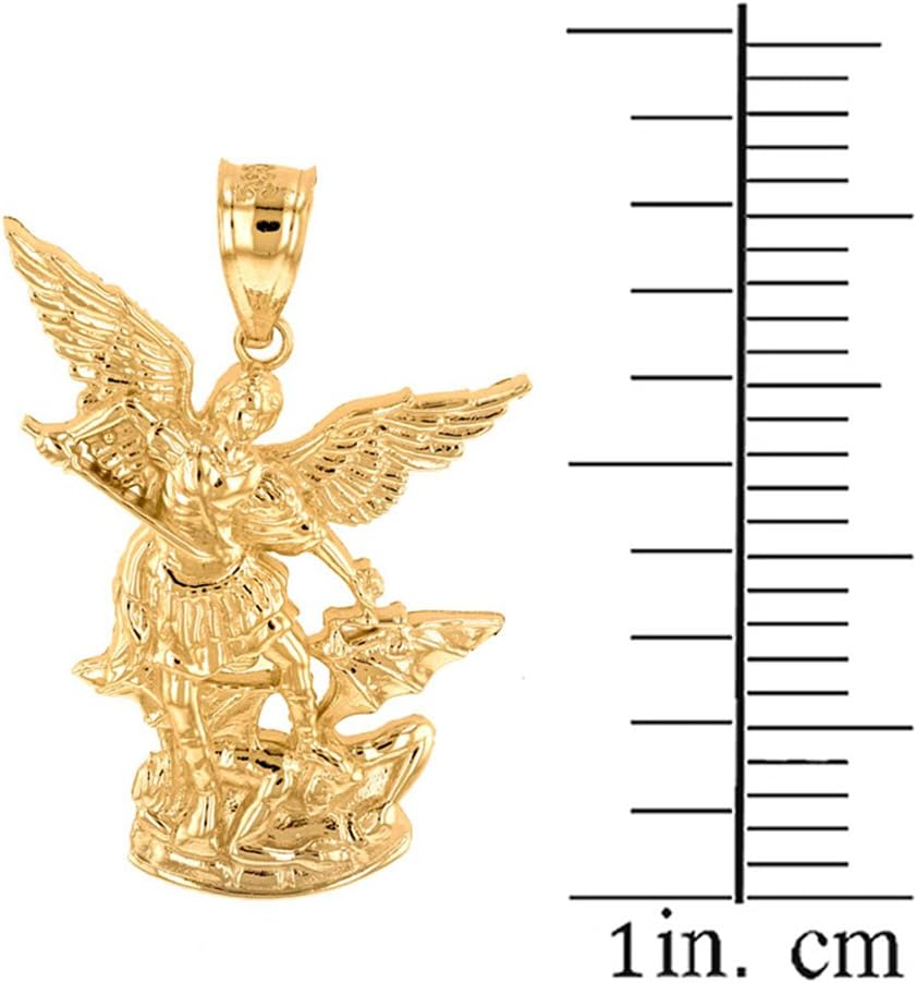 10k Yellow Gold Saint Michael The Archangel Charm Pendant Necklace - Image 2