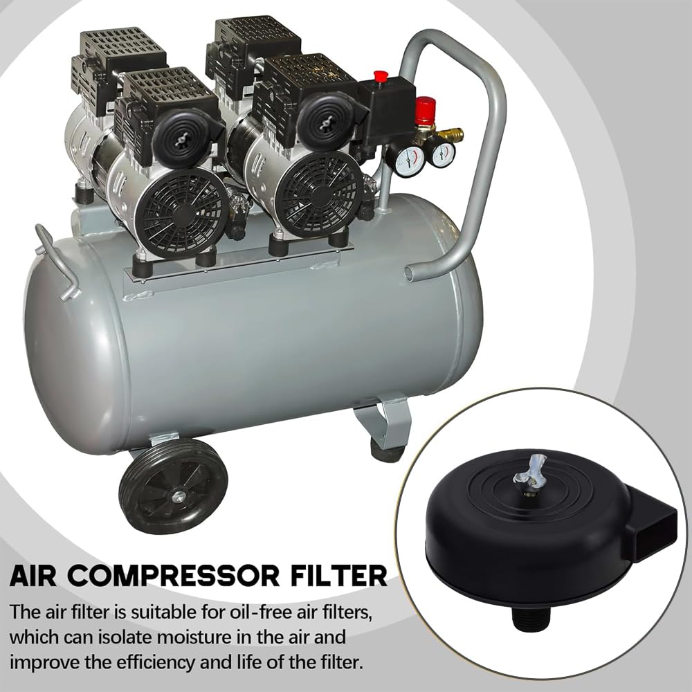 Silenziatore per Compressore Aria, Filtro Silenziatore per Compressore d'aria con Filettatura Maschio 1/2PT 20mm, Ricambi di Sostituzione Compatibili per Compressori d'aria, 2 Pezzi