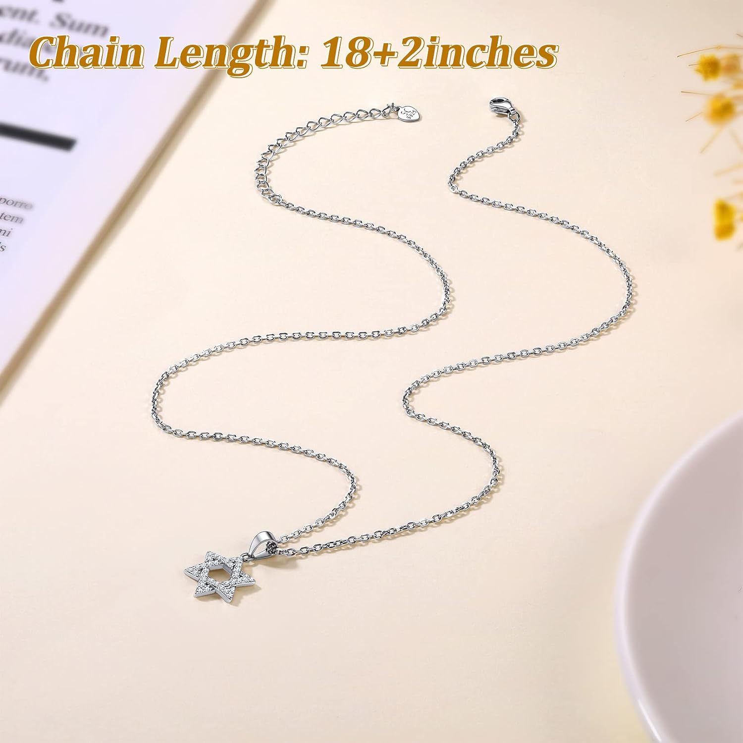 Suplight 925 Sterling Silver Jewish Star of David Necklace, Stainless Steel Gold Plated Islamic Hand of Fatima Heart Oval Allah Necklaces for Women Men (with Gift Box)