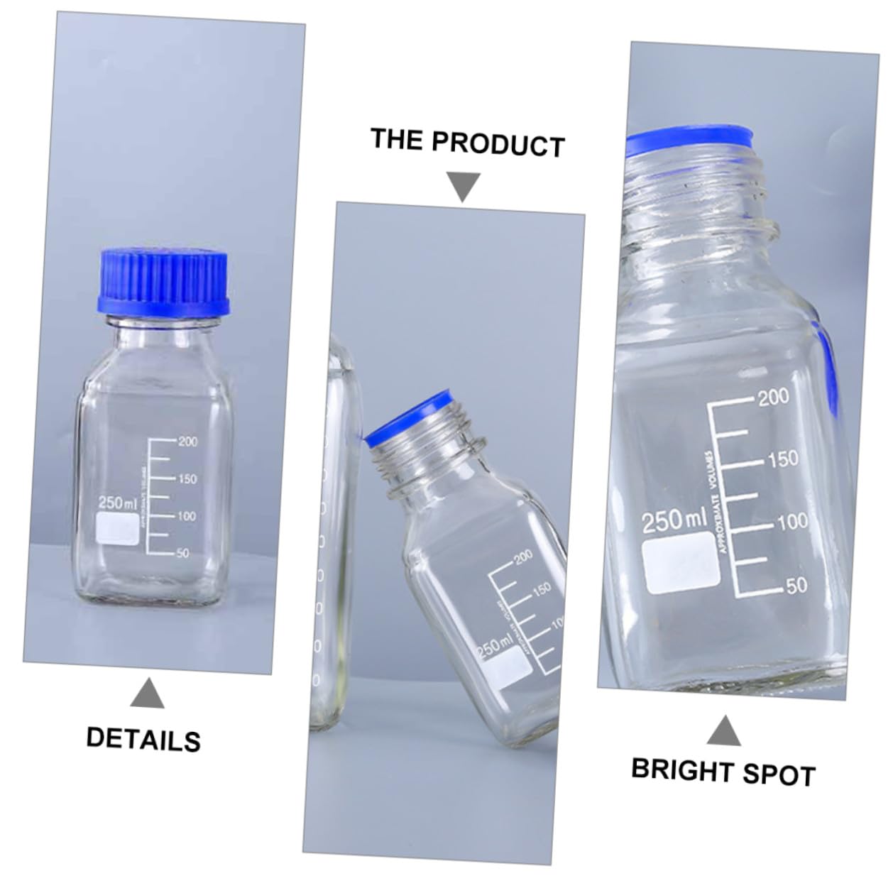 GARVALON Flacons de Laboratoire Lot de 4 250ml en Verre avec Couvercles