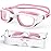 Zeligerstar Kids Swim Goggles,Swimming Goggles for Kids 6-14, Anti-Fog UV Protection Pool Glasses for Boys Girls (White/Pink+Clear Lens)