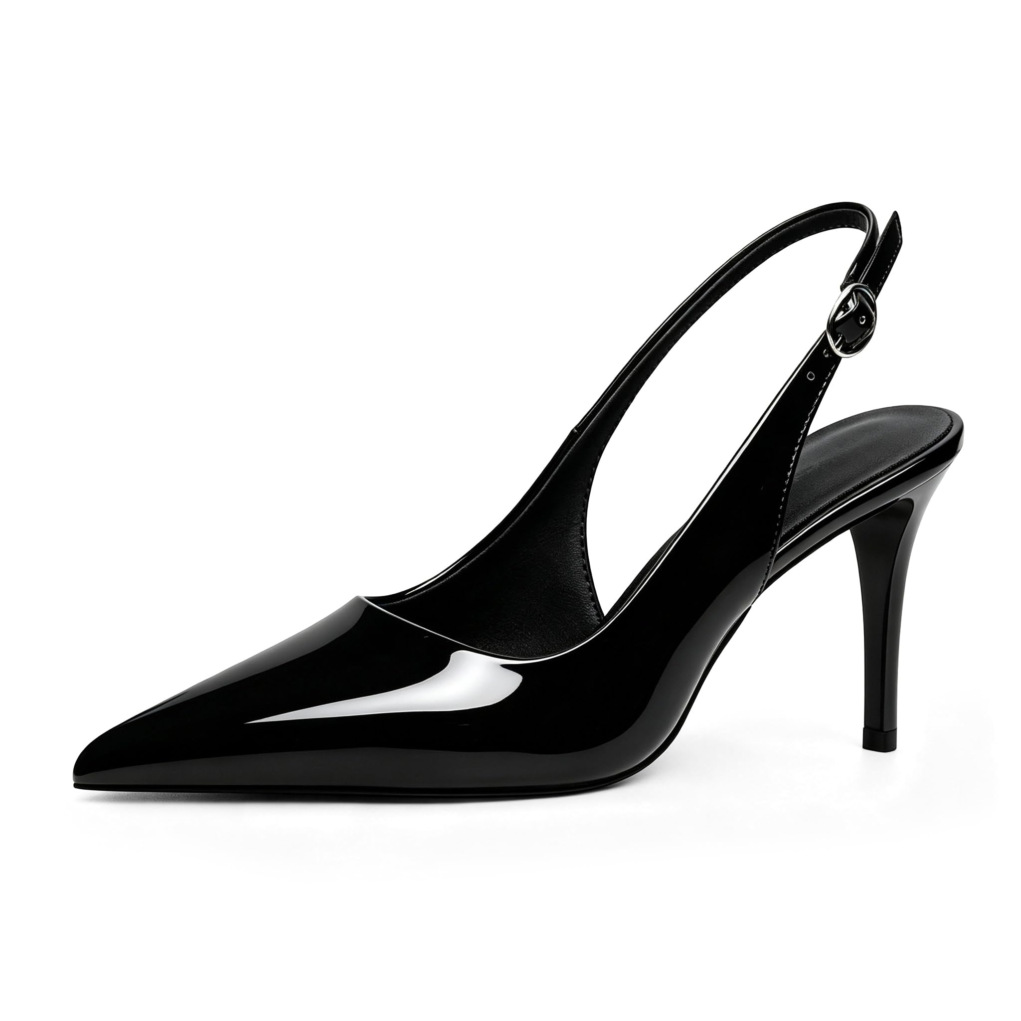 YODEKS Women's Slingback Heels Pointy Toe Buckle Strap Pump Sandals Close Toe Stiletto High Heel Pumps Wedding Bridal Party Prom Shoes