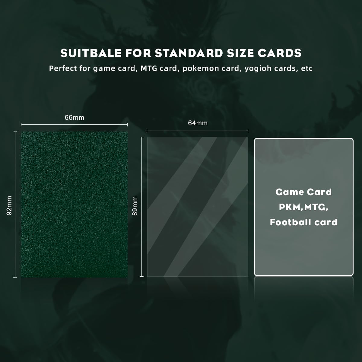 Power Green MTG Card Sleeves, Hypttior Dual Matte Textured 100 Card Sleeve with 100 Inner Sleeves for Standard Card, MTG, PKM, Baseball Card, Sports Cards