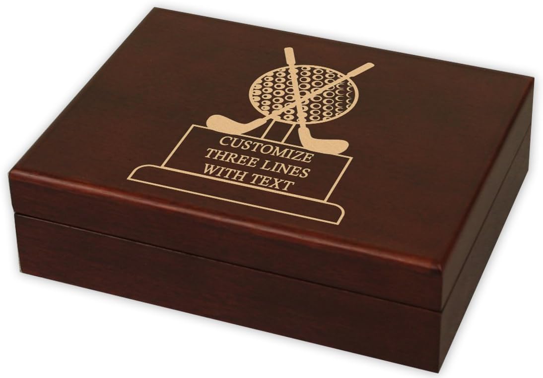 DA VINCI Personalized Wood Mahogany Golf Ball Box with Space for 12 Balls (Trophy)